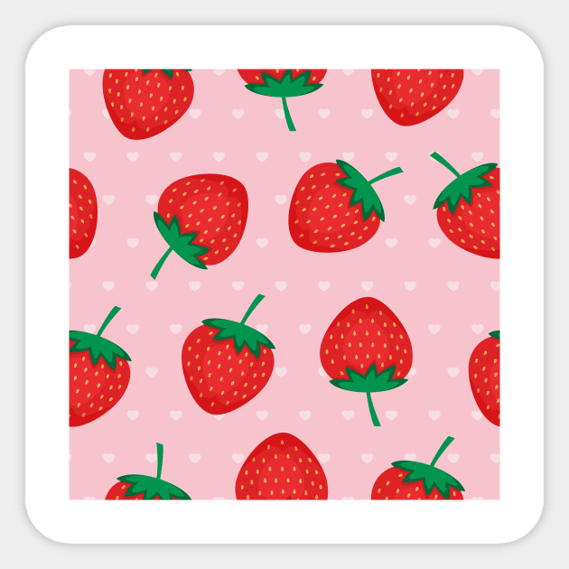 Pink Strawberries Sticker by NewburyBoutique